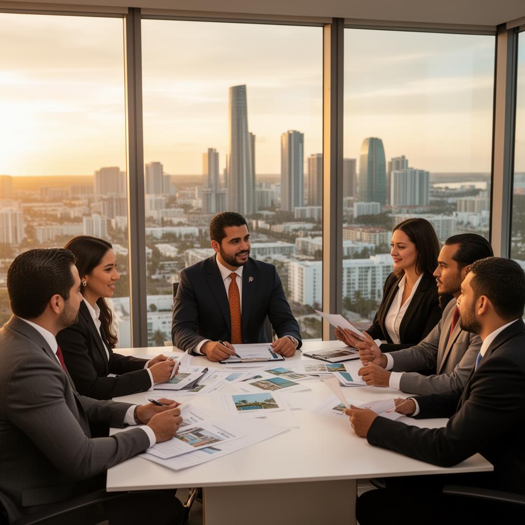 Realtor en Miami que habla español — equipo de Supreme Capital Real Estate reunido con clientes internacionales